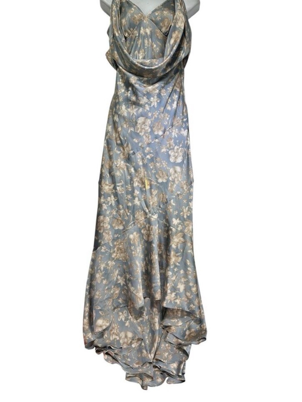 Denim & Supply Ralph Lauren Pale Blue Floral Satin Maxi Dress